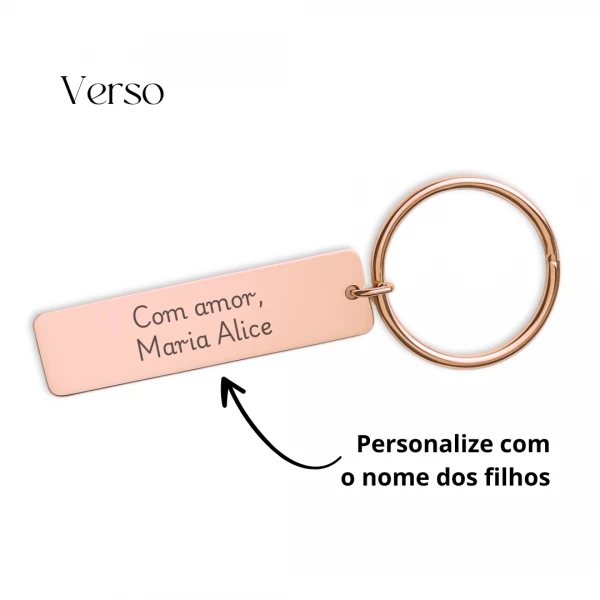 Chaveiro Alongado com TEXTO - Rose