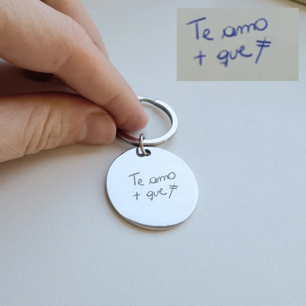 Chaveiro Redondo com TEXTO - Prateado