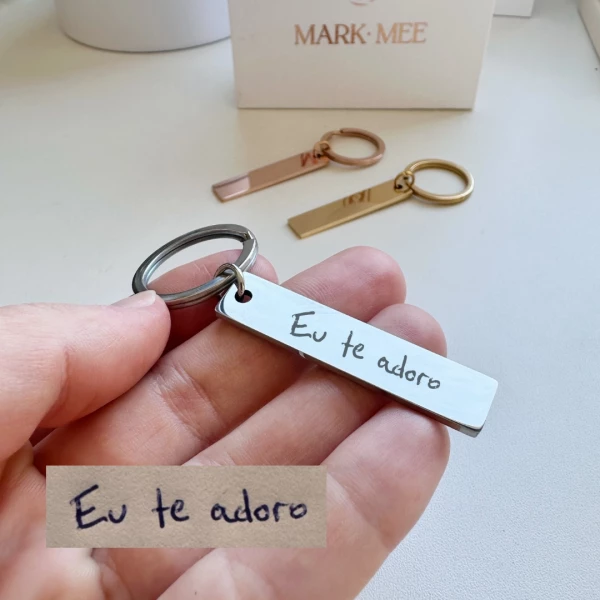 Chaveiro Alongado com TEXTO - Prateado