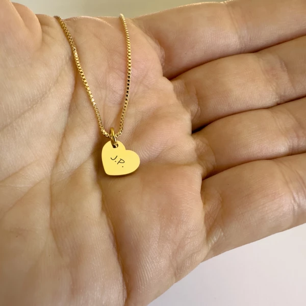 Pingente de Coração com Iniciais - Dourado