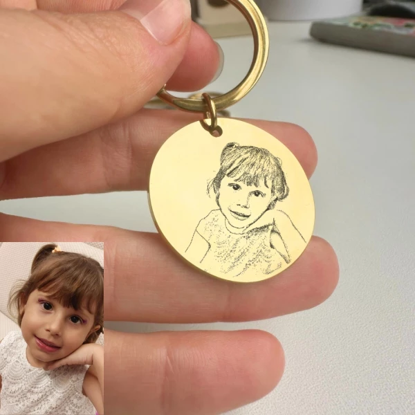Chaveiro Redondo com FOTO - Dourado