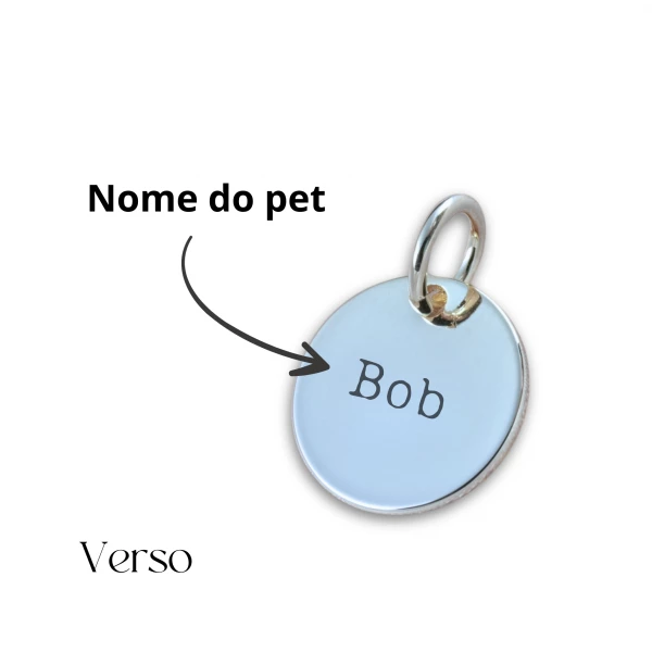 Pingente com PATINHA DO PET para pulseira - Redondo Prateado