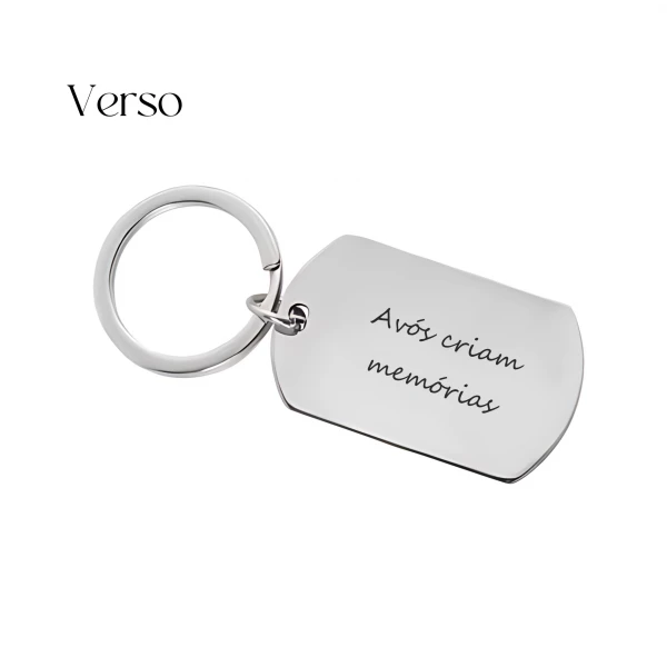 Chaveiro com FOTO - Formato Capsular Prateado