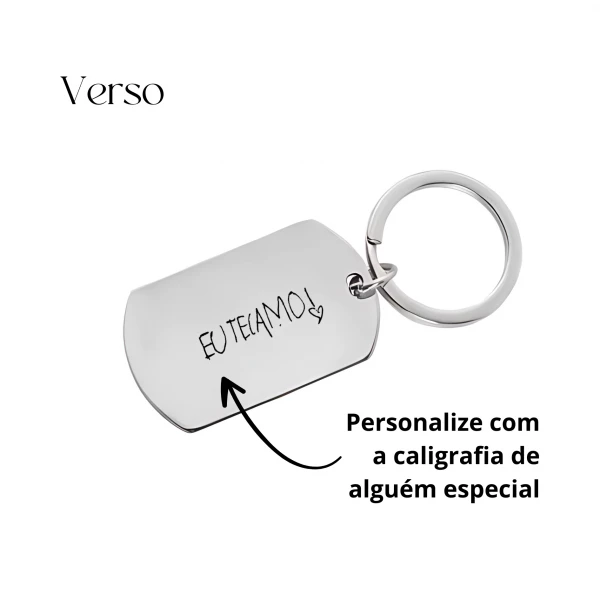 Chaveiro com TEXTO - Formato Capsular Prateado