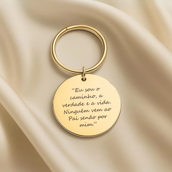 Chaveiro Redondo com VERSÍCULO PERSONALIZADO - Dourado/Prata/|Rose Gold
