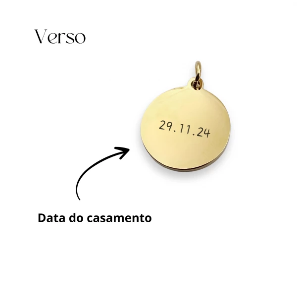 Medalha para Buquê - Nome noivos e Data