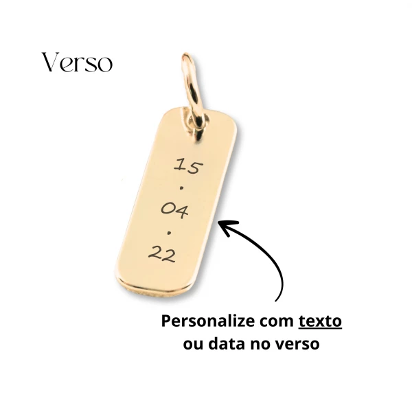 Pingente com TEXTO/DATA para colar  - Alongado Dourado