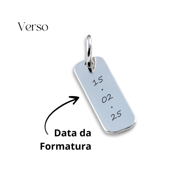 Pingente de Formatura Personalizado Prata - Nome  do Curso e Data