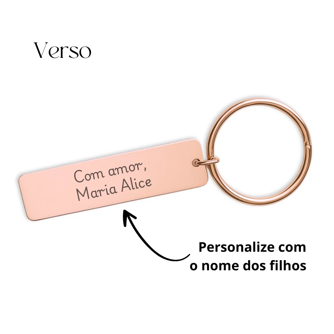 Chaveiro Alongado com TEXTO - Rose