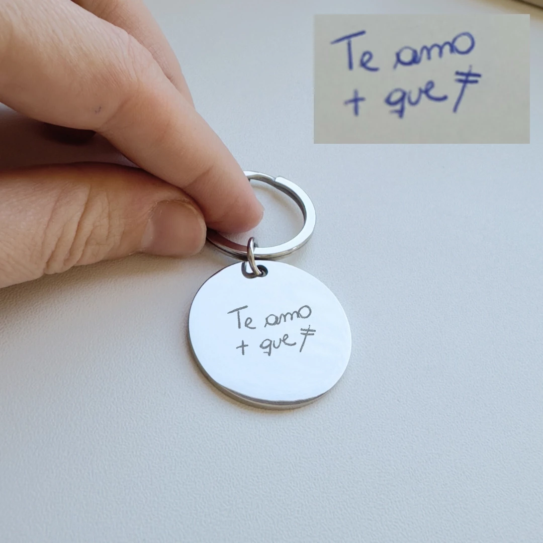 Chaveiro Redondo com TEXTO - Prateado