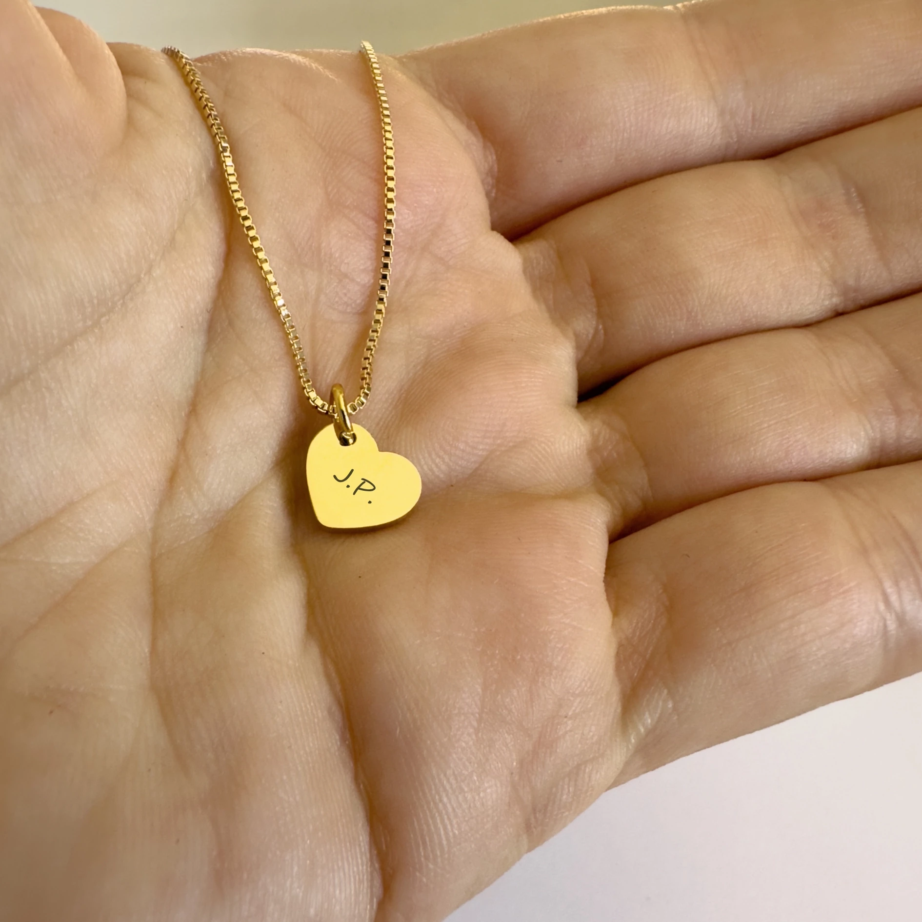 Pingente de Coração com Iniciais - Dourado