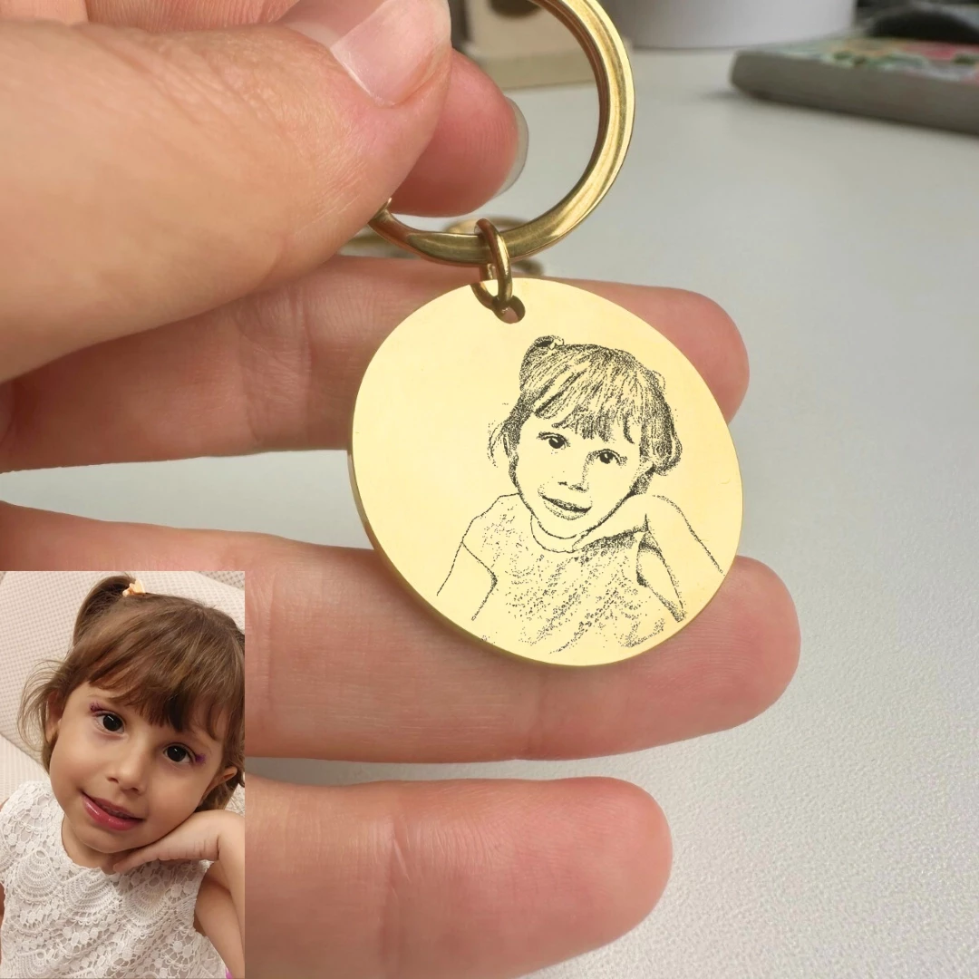 Chaveiro Redondo com FOTO - Dourado