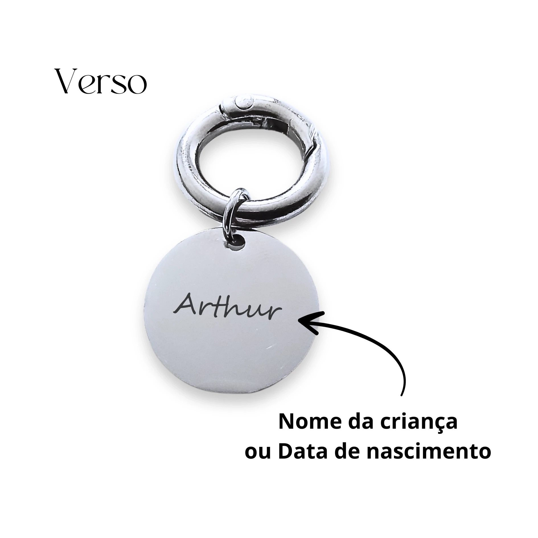 Chaveiro Redondo com Pezinho - Prateado