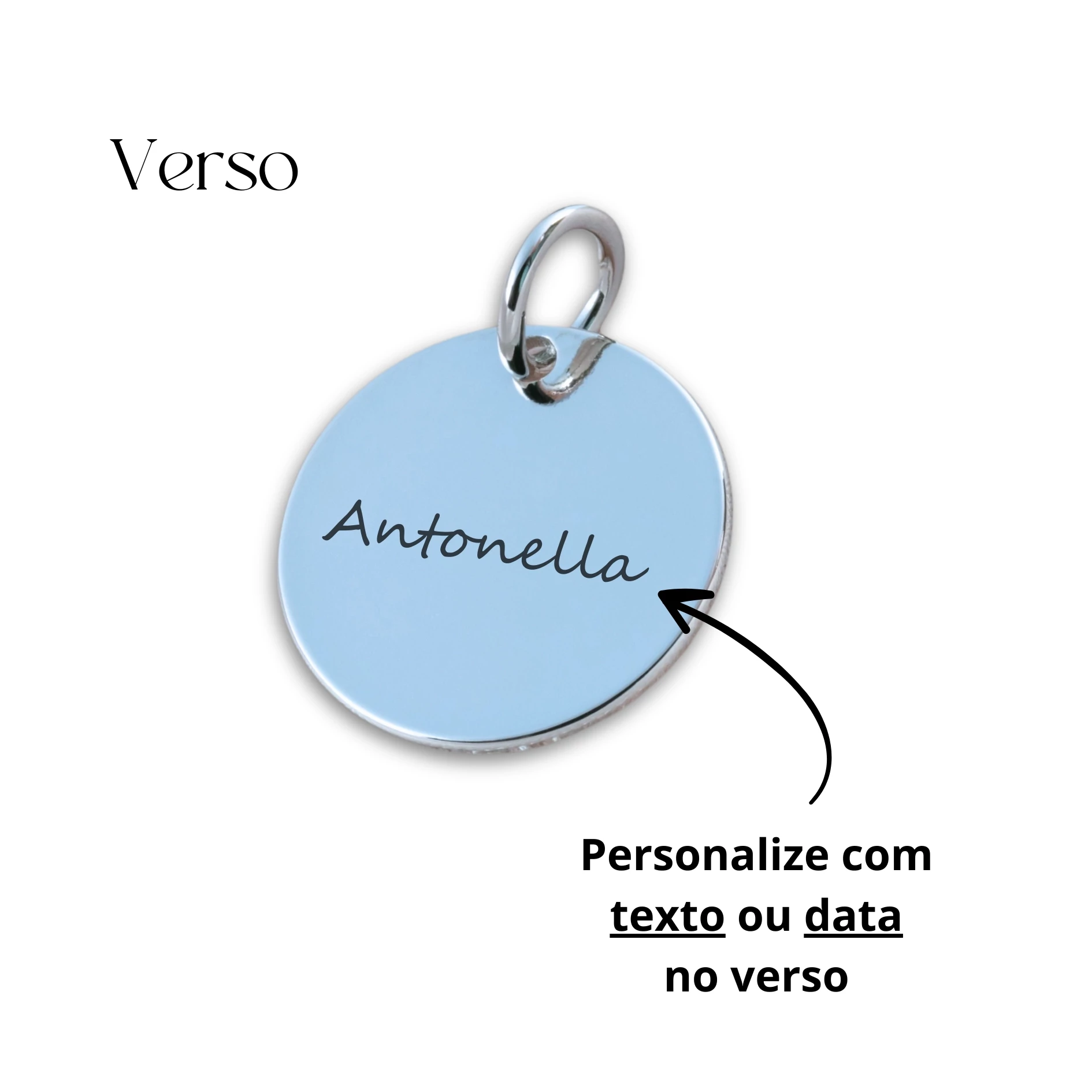 Pingente com TEXTO para colar - Redondo Dourado