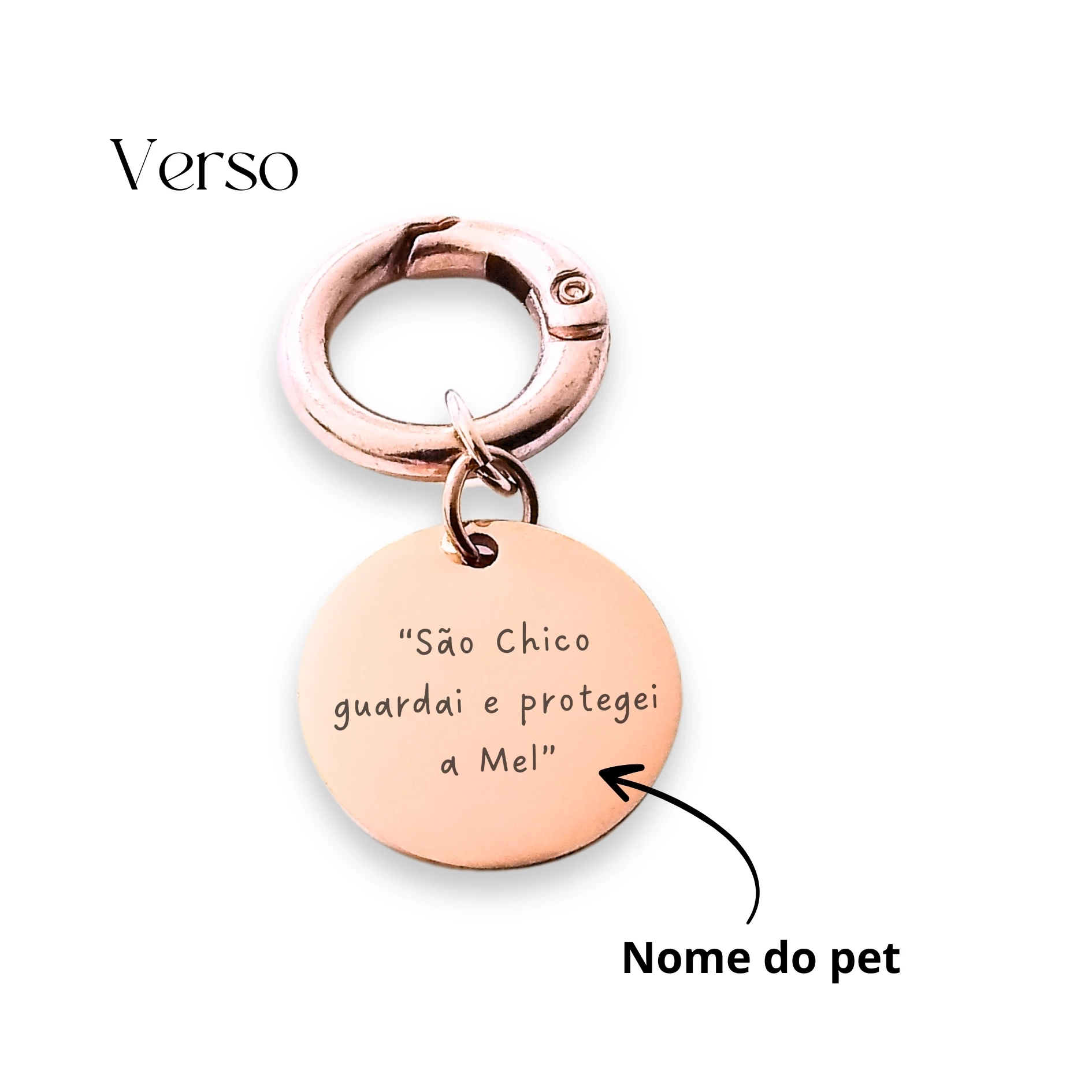 Medalha PET de Proteção São Chico - Rose - Personalize com Nome do Pet