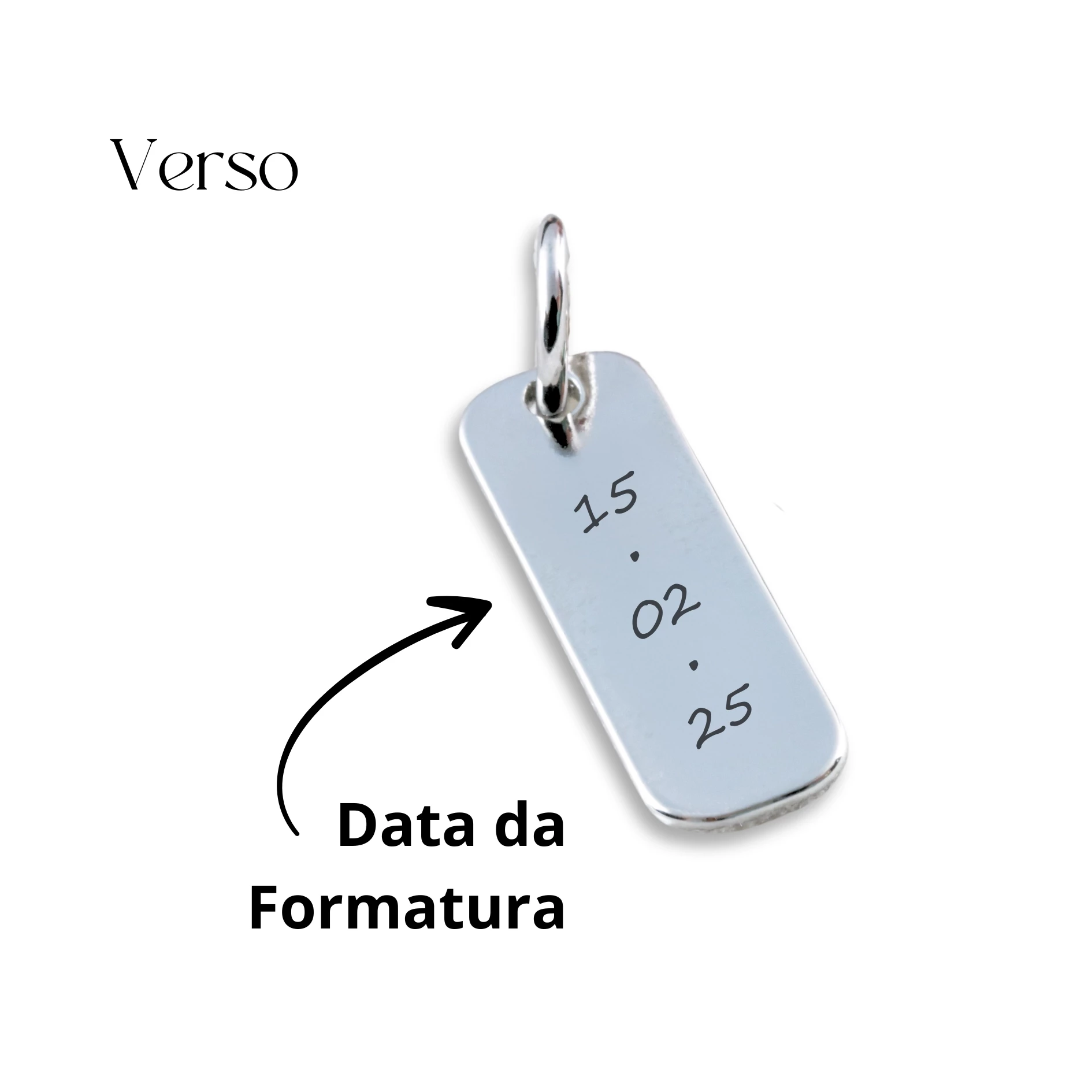Pingente de Formatura Personalizado Prata - Nome  do Curso e Data