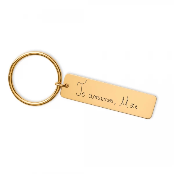 Chaveiro Alongado com TEXTO - Dourado