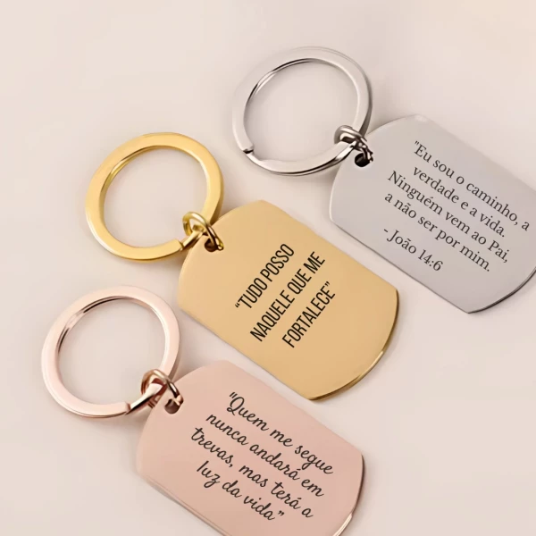 Chaveiro Capsular com VERSÍCULO PERSONALIZADO - Dourado/Prata/|Rose Gold