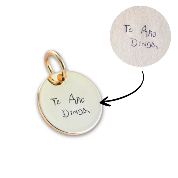 Pingente com TEXTO para pulseira - Redondo Dourado