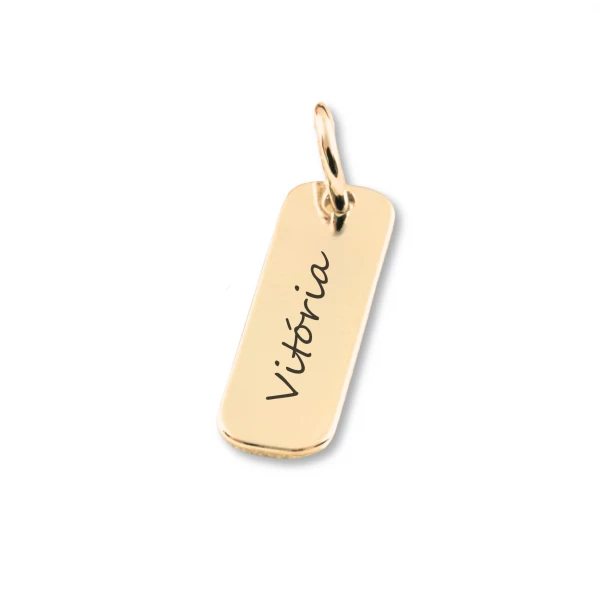 Pingente com TEXTO/DATA para colar  - Alongado Dourado