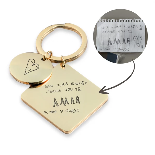 Chaveiro com TEXTO  - Dourado