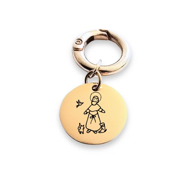 Medalha PET de Proteção São Chico - Dourada - Personalize com Nome do Pet