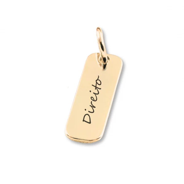 Pingente de Formatura Personalizado Dourado - Nome do Curso e Data - Formato Alongado