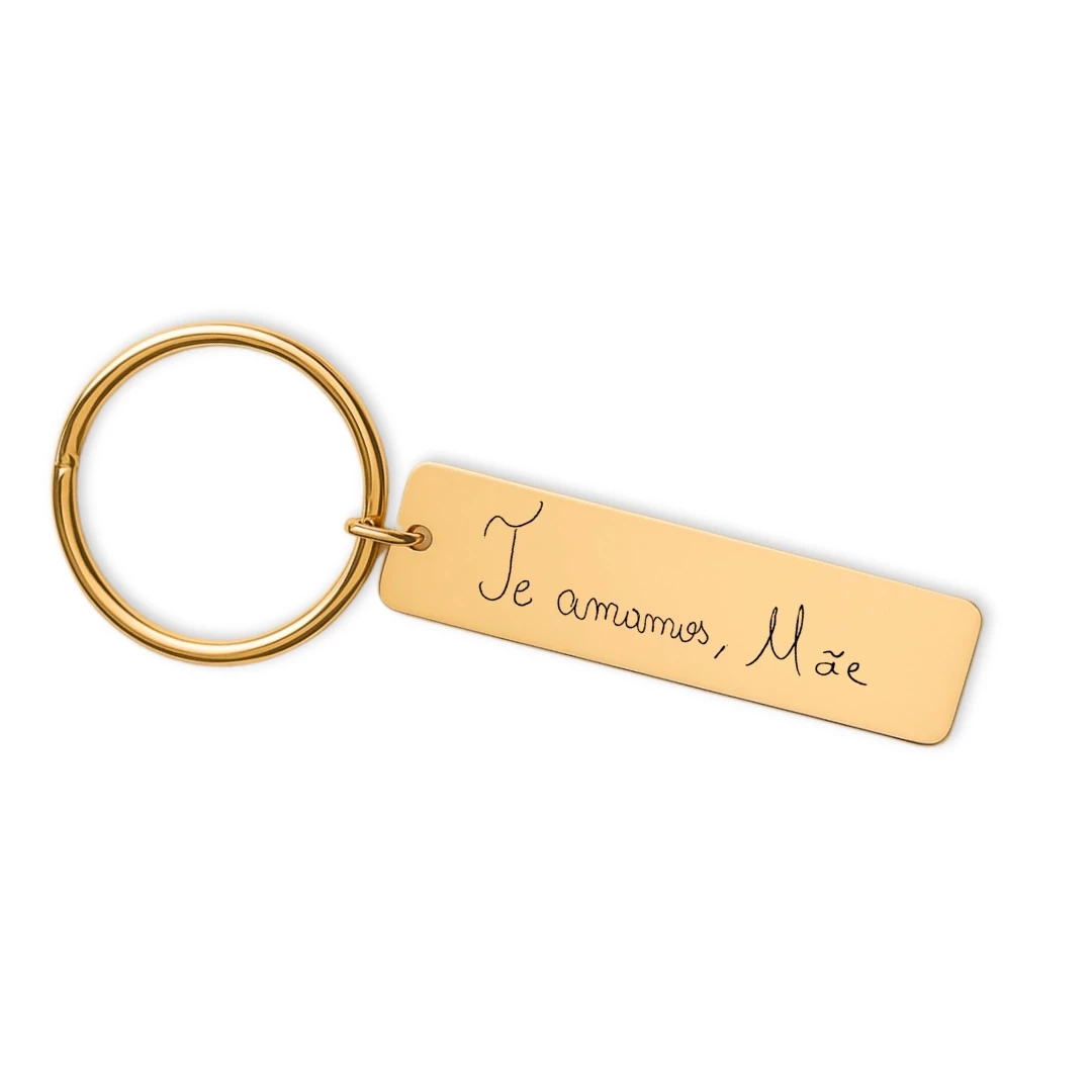 Chaveiro Alongado com TEXTO - Dourado