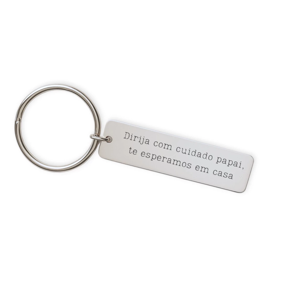 Chaveiro Alongado com TEXTO - Prateado