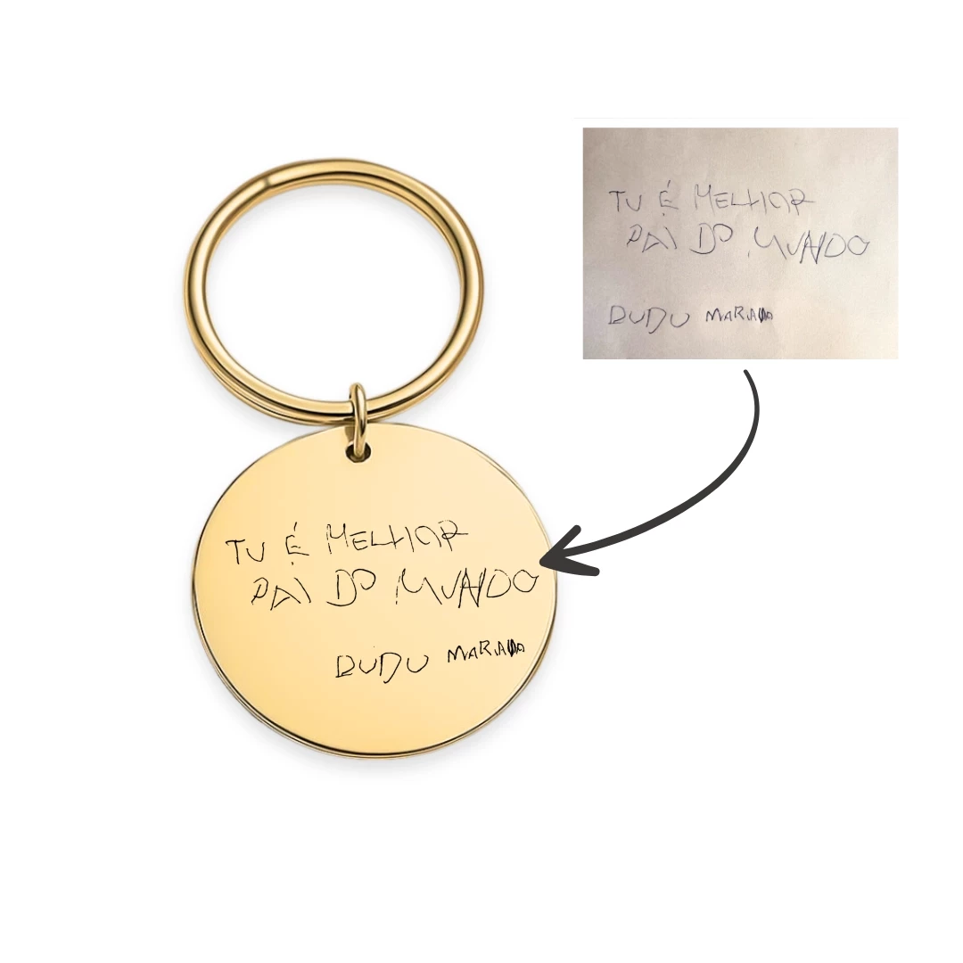 Chaveiro Redondo com TEXTO - Dourado