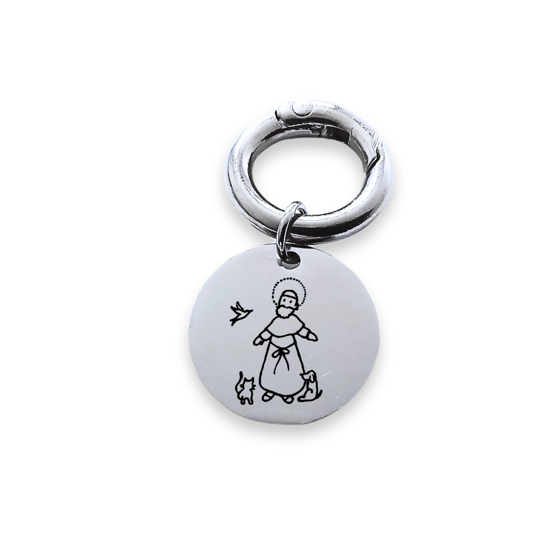 Medalha PET de Proteção São Chico - Prateada - Personalize com Nome do Pet