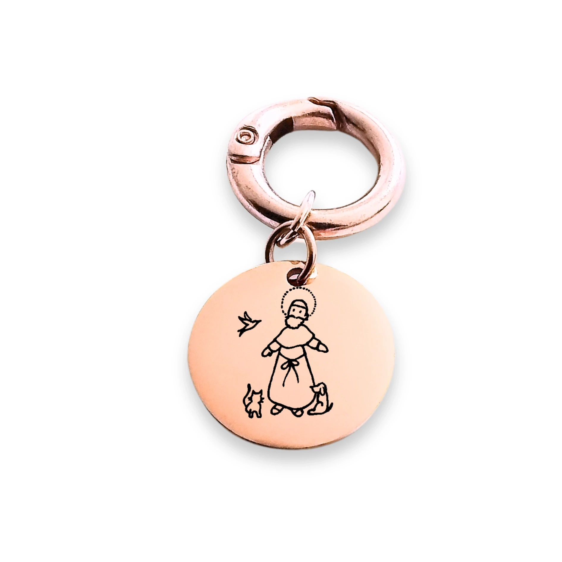 Medalha PET de Proteção São Chico - Rose - Personalize com Nome do Pet